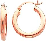 14K Rose Gold Hoop Earrings Polished Ear Jewelry New