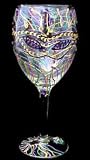 Mardi Gras Mask Design - Hand Painted - Wine Glass - 8 oz..