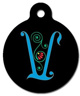 Monogram Letter V Pet ID Tag for Dogs and Cats