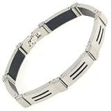 Steel Hinged Bracelet - Brushed Steel and Black