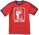 GAME OVER Funny Marriage - Memphis Striped T-shirt, Red