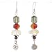 Lotus Blossom Flower Dangle Earrings in Sterling Silver with Citrine, Garnet Gemstone, and Czech Glass Beads, #8165