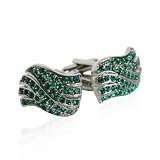 Emerald Green Swarovski Crystal Wave Cufflinks with Platinum Overlay