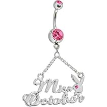 Miss October Playboy Bunny Birthstone Belly Ring