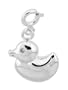 Sterling Silver Polished Duck Charm with CZ Accent