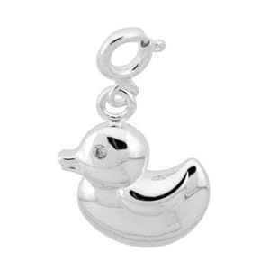 Buy Sterling Silver Polished Duck Charm with CZ Accent by SilverSpeck.com