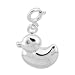 Sterling Silver Polished Duck Charm with CZ Accent
