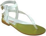 Kors By Michael Kors Scorpion Women's Flat Thong Sandals White Patent Black Patent