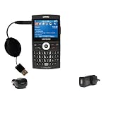 Retractable USB Hot Sync Compact Kit with Car & Wall Charger for the Samsung Blackjack II - Gomadic Brand w/ TipExchange Technology