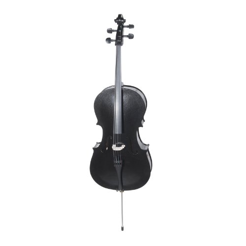Cecilio 4/4 Size CCO-BLACK Student Cello Outfit in Black Metallic Varnish