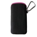 Original Handycop® Rubber Case Handy Etui Pouch Tasche Etui Pouch Schwarz mit Rand Pink mit Karabinerhaken für Samsung S7550 Blue Earth E1080