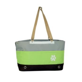 Pet Carrier - Dog Carrier - Canvas Striped Beach BAG Carrier in Light Green -Medium