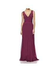 V-neck Floor Length Chiffon Sleeveless Open-Back Empire   Waistline Bridesmaid Dress 