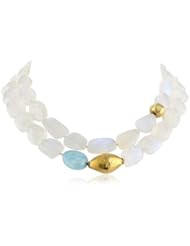Lena Skadegard "Thaleia" Aquamarine and Gold Beads with Moonstone Necklace