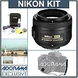 Nikon 35mm f/1.8G AF-S DX AF Nikkor Lens Kit, U.S.A. Warranty with Tiffen 52mm UV Filter, Lens Cap Leash, Professional Lens Cleaning Kit