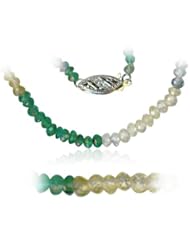 68.00 Cts Faceted Multi Sapphire & Natural Emerald Bead Necklace in Sterling Silver