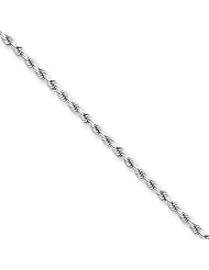 2mm, 14 Karat White Gold, Diamond-Cut Rope Chain - 24 inch