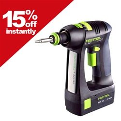 Festool C12 12V NiMH 3.0 Ah Cordless Drill Set W/ Right Angle & Eccentric Chucks PC1230S