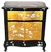Fine Asian Furniture & D&eacute;cor - 23" Chinese Black Lacquered Gold Leaf End Table Nightstand HA-2019