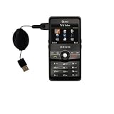 Retractable USB Cable for the Samsung SGH-A827 with Power Hot Sync and Charge capabilities - Gomadic Brand w/ TipExchange Technology
