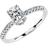14K White Gold Created Moissanite & Diamond Ring