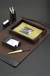 Executive Genuine Black and Brown Leather 6 Piece Desk Set