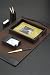 Executive Genuine Black and Brown Leather 6 Piece Desk Set