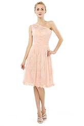 Cocktail Knee Length One Shoulder Lace Evening Dress/Prom Dress/Wedding Party Dress 