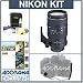 Nikon 80-400mm f/4.5-5.6D ED VR AF Zoom-Nikkor Lens Kit (Vibration Reduction) with 5 Year U.S.A. Warranty, Tiffen 77mm Photo Essentials Filter Kit, Lens Cap Leash, Professional Lens Cleaning Kit