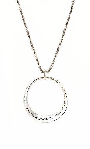 Necklace - N348 - Engraved with the Serenity Prayer ~ God Grant Me, Serenity to Accept the Things I Cannot Change; Courage to Change the Things I Can; and Wisdom to Know the Difference ~ Silver Tone Metal