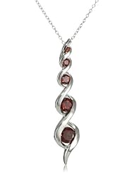 Platinum Plated Sterling Silver Garnet Pendant Necklace, 18"