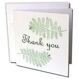 CherylsArt Leaves - Two Green Ferns with Thank you - Greeting Cards-12 Greeting Cards with envelopes