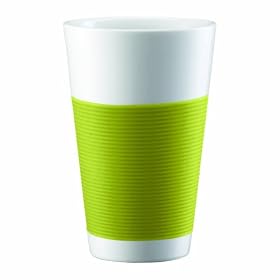 Bodum Canteen Porcelain Double Wall Cooler with Silicone Grip, Green, Set of 2