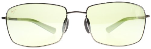 Maui Jim Ironwoods HT320-15A Polarized Rectangular Sunglasses,Gunmetal & Green Frame/Maui Hot Lens,One Size On Sale