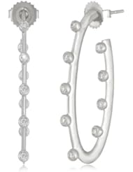 Suzy Landa 18k White Gold Oval Knife-Edge Diamond Hoop Earrings