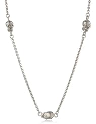 ROTENIER "Skull" Sterling Silver Small Cable 5 Small Skulls Link Chain Necklace