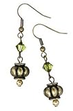Primrose Hill E2977 Women's Brass And Green Crystal Drop Earrings