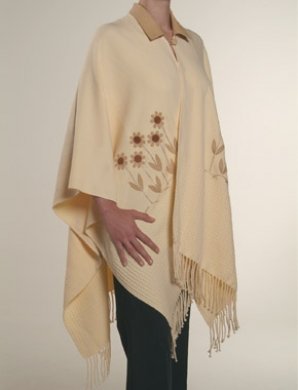 Poncho, gelb, mit Sonnenblumen