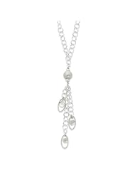 Sterling Silver Polished & Textured Fancy Drop Necklace. 18in long.