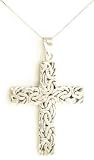 large flat hammered byzantine 14K white gold cross