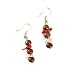 Red and Pink Bamboo Coral with Tropical Wood Beads Dangle Earrings