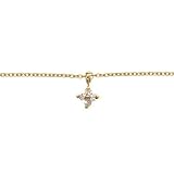  : 18kt Gold Over Sterling Silver Anklet W/ Clear Flower CZ Drop 9in