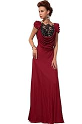 A-line Bandeau Neck Cowl Neck Beaded Lace Applique Chiffon Cap Sleeves Puff Sleeves Prom Dress 