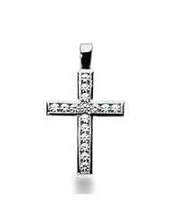 14K White Gold Round Diamond Channel Set Cross Pendant (1.60ct)