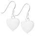 Silver Polished Heart Drop Earrings