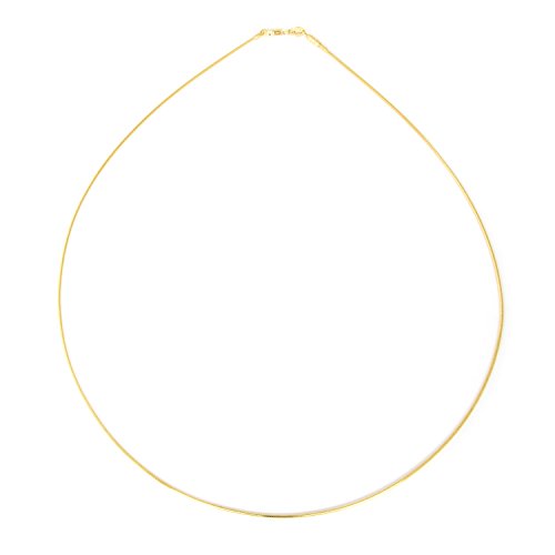 1mm thick 14k Hamilton gold plated on solid sterling silver 925 stamped Italian Omega snake link style chain necklace chocker with spring ring clasp jewellery jewelry - Available in lengths: inch 12