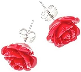 Sterling Silver, Agate & Resin - Robert Burns Red Rose Collection Earrings.