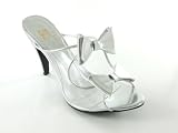 Clear & Silver Reese D2 by Dikuza Women's Clear with Metallic Patent Slide Party Prom Pageant Evening Bridesmaid Shoes Sandal