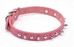 Leather Spike Collar Pink 5/8X16