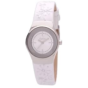 Kahuna KLS-0095L Ladies white embroidered strap watch
